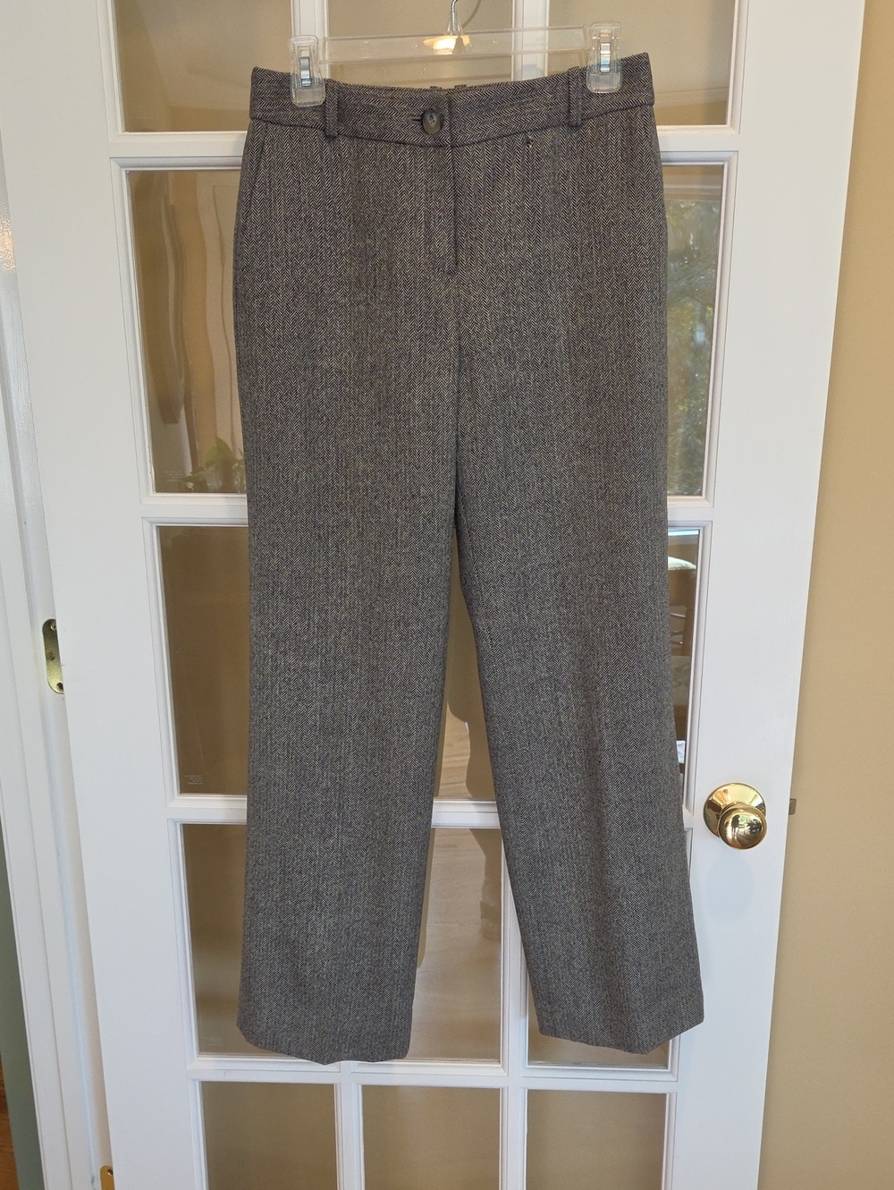 LOFT Lined Wool Tweed Straight-Leg Trousers -Grayish Hue (Black/White) Size: 6P
